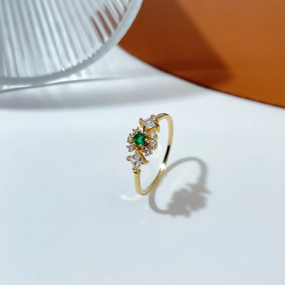 Electroplated 18K Microset Emerald Zircon Ring