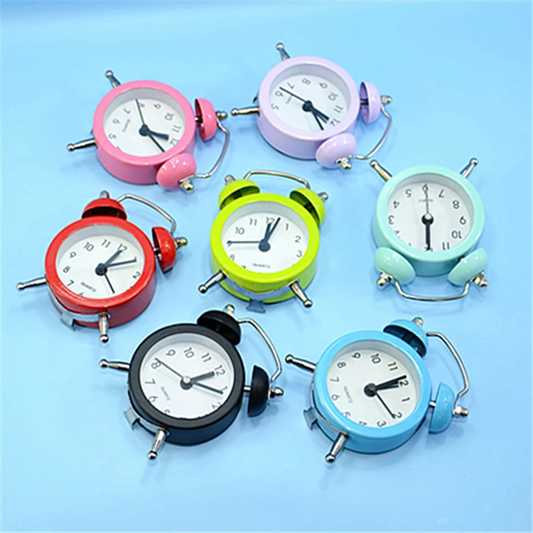 Metal Bedside Little Alarm Clock Mini Digital Pointer Student