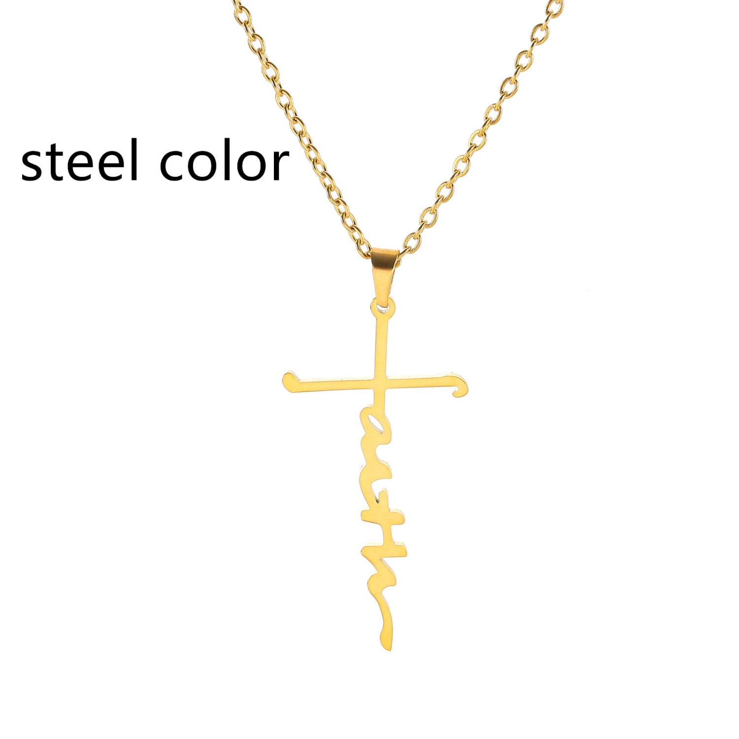 Stainless Steel Faith Necklace Faith English Name Special Symbol