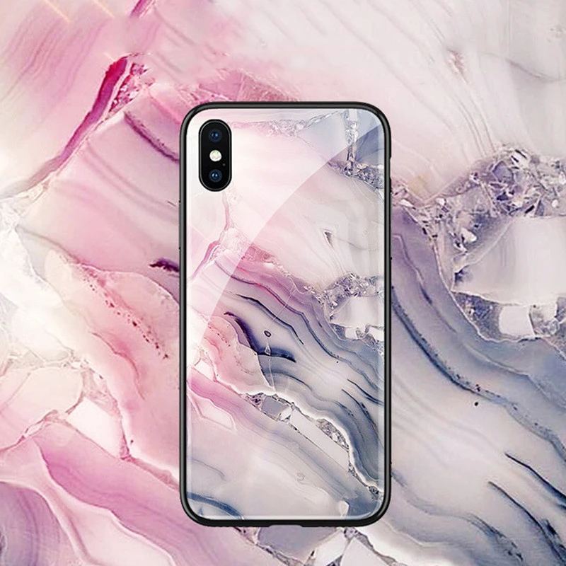 Simple And Fashionable Marble Glass Phone Case