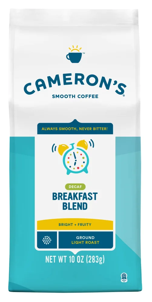 Cameron's Coffee Roasted Ground Coffee Bag, Decaf Breakfast Blend, 10 Ounce