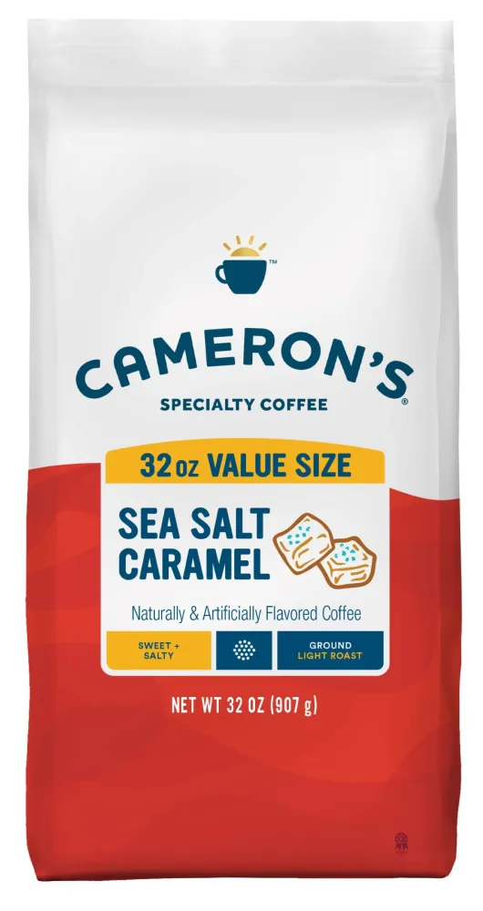 Cameron's Coffee Roasted Ground Coffee Bag, Flavored, Sea Salt Caramel, 32 Ounce, (Pack of 1)