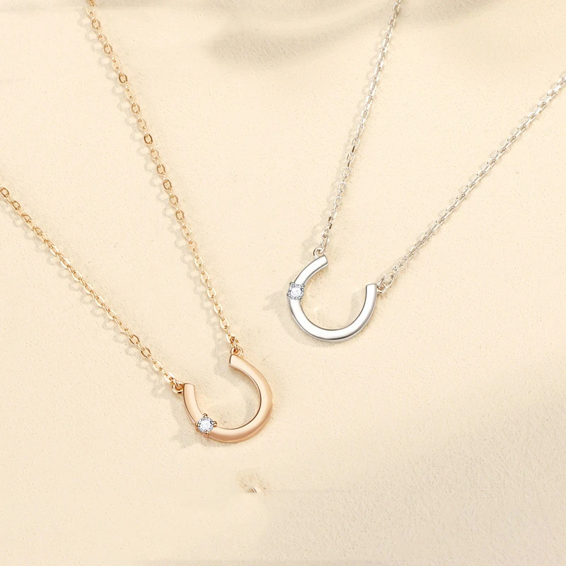 U-shaped Rose Gold Sterling Silver Necklace Women's