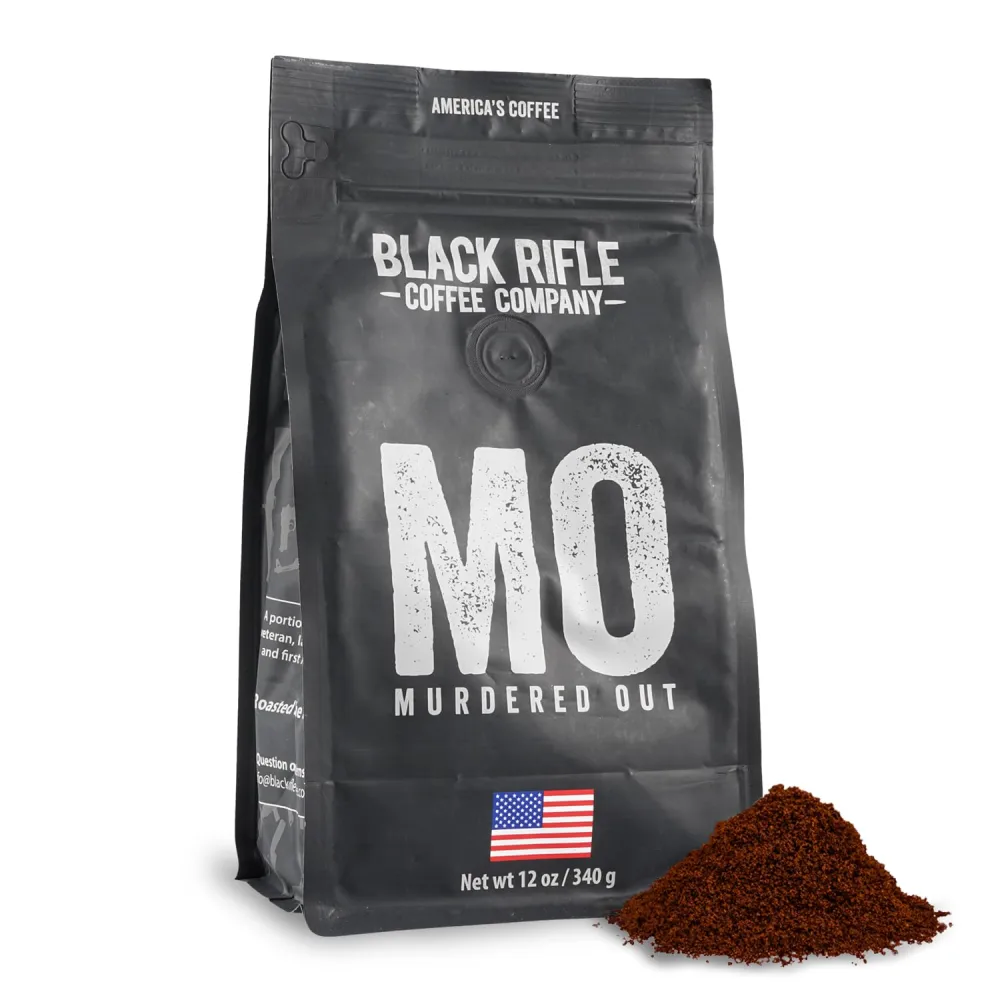 Black Rifle Coffee Company Murdered Out, Extra Dark Roast Ground Coffee, Columbian Roast With Bold Aroma and Smoky Flavors, Helps Support Veterans and First Responders, 12 Ounce Bag