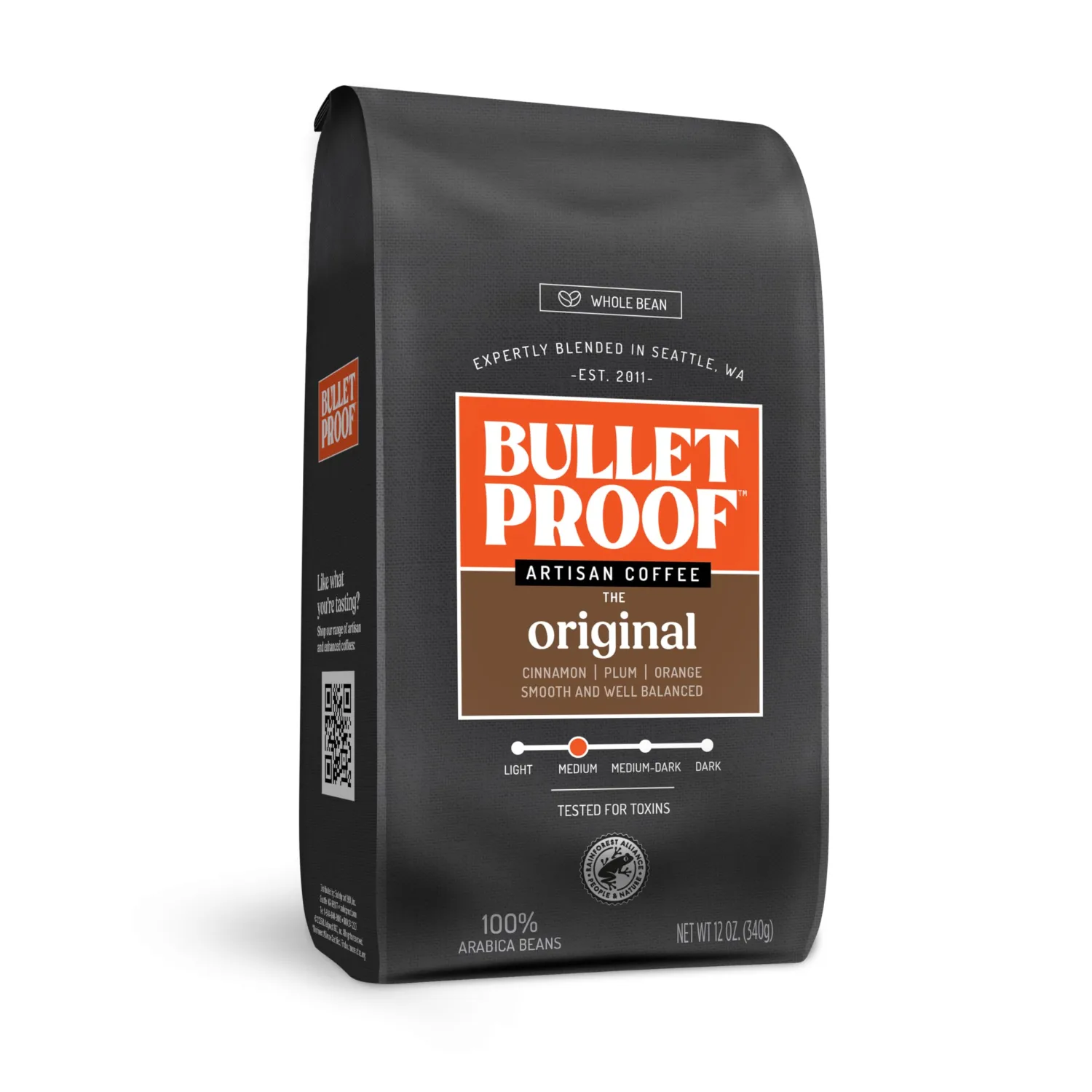 Bulletproof Original Medium Roast Whole Bean Coffee, 12 Ounces, Clean Coffee Tested for Toxins, Packaging May Vary