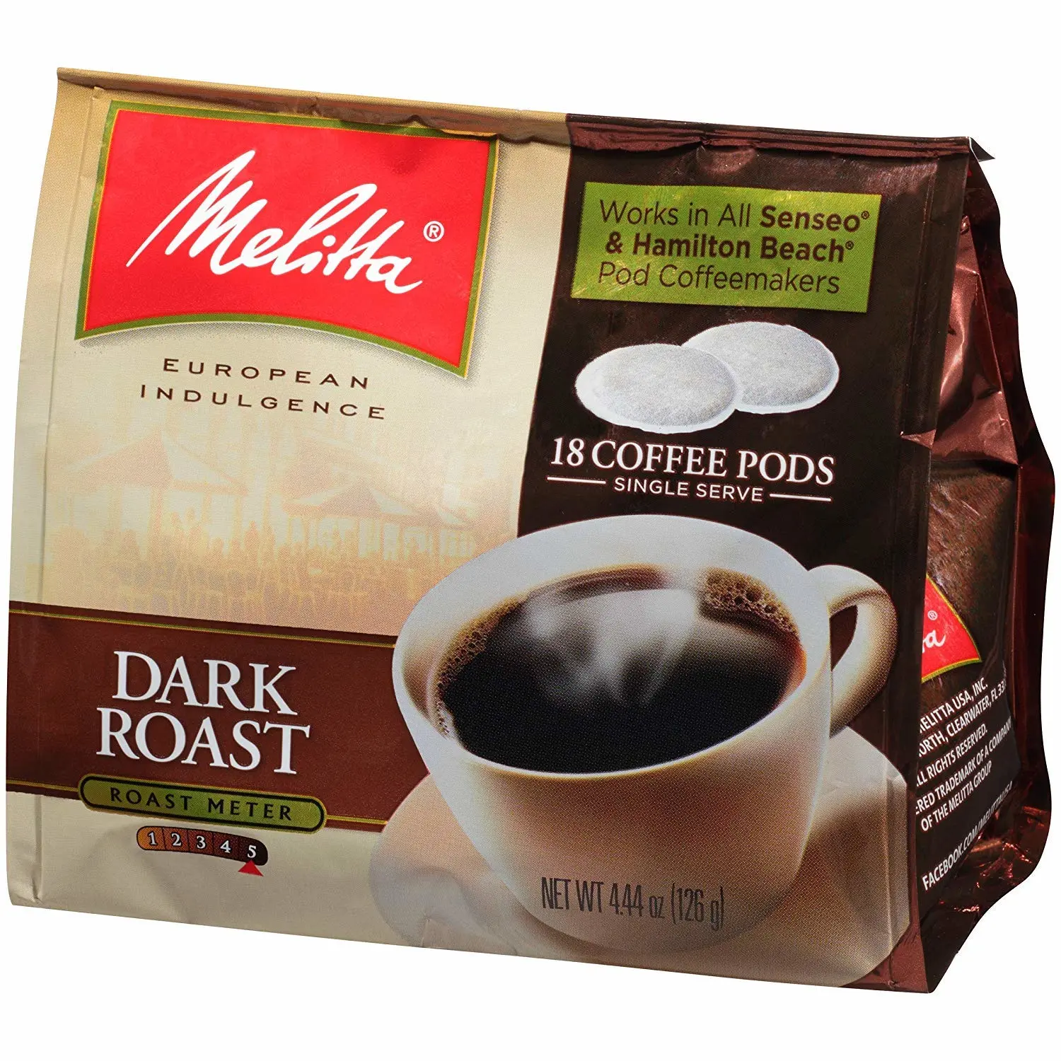 Melitta Coffee Pods, Dark Roast, 18 Count (Pack of 6) 108 Total Pods