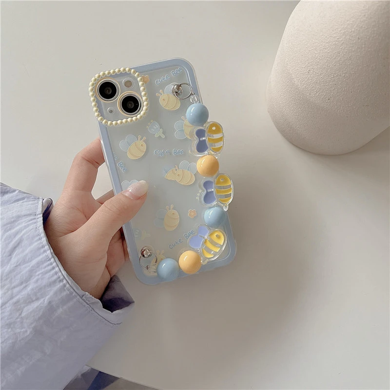 Cute And Funny Cartoon Little Bee Chain Mobile Phone Case