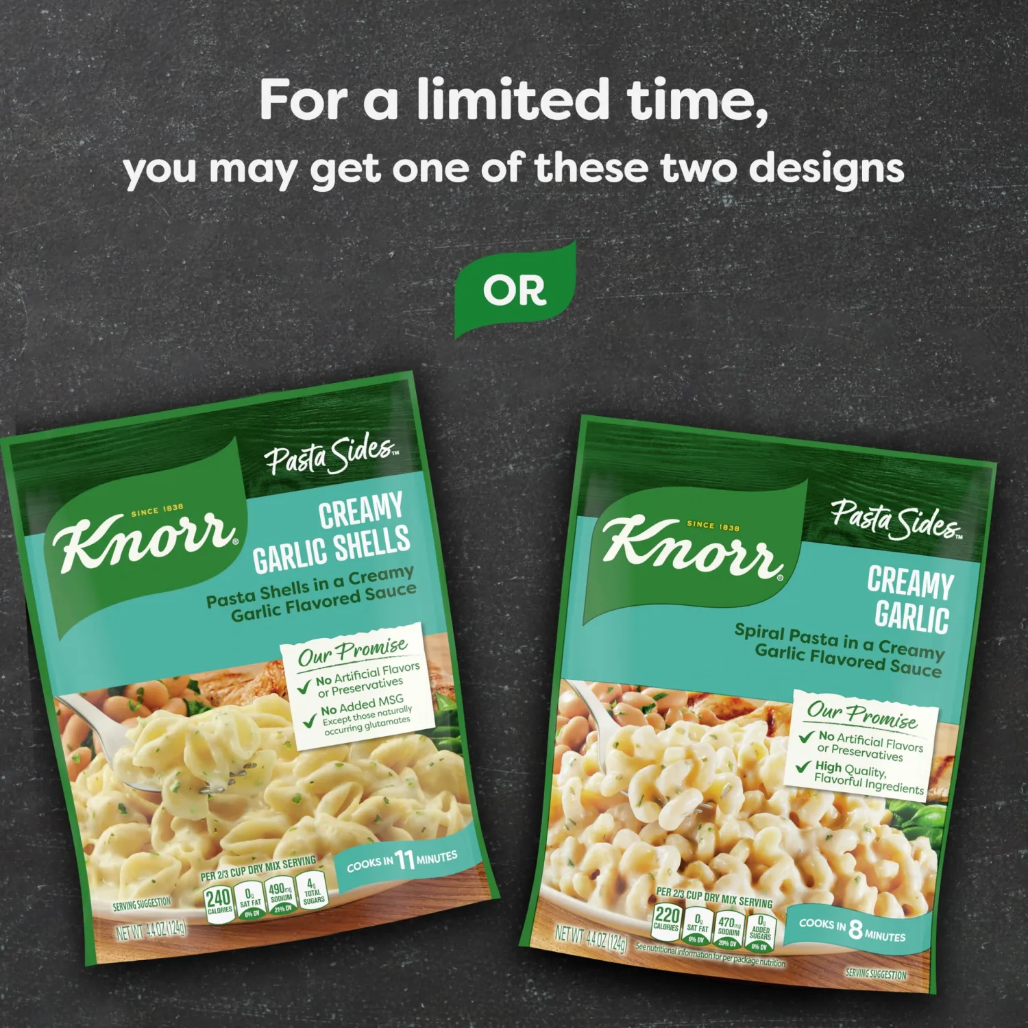 Knorr Pasta Sides Creamy Garlic For Delicious Quick Pasta Side Dishes No Artificial Flavors, No Preservatives 4.4 oz