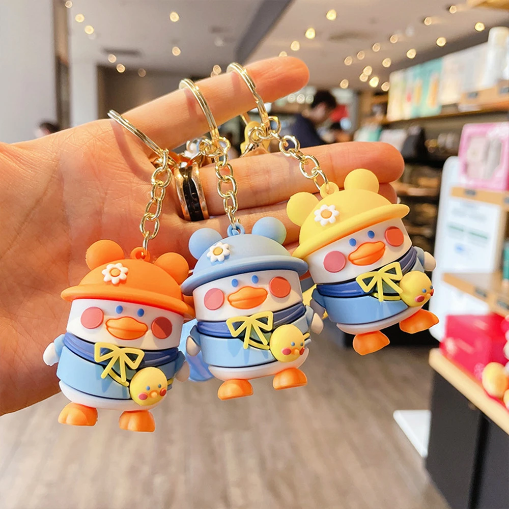 Cute Backpack Duck Keychain Cartoon Dripping Glue