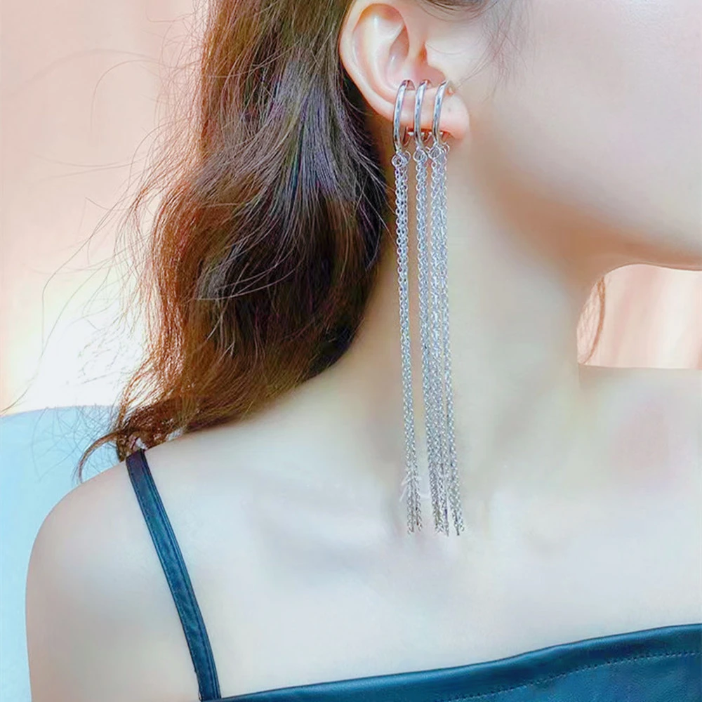 Statement Three-Ring Silk Catch Tassel Earrings