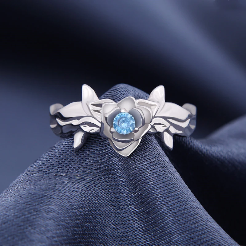 Blue Rose 925 Silver Jewelry Ring Anime