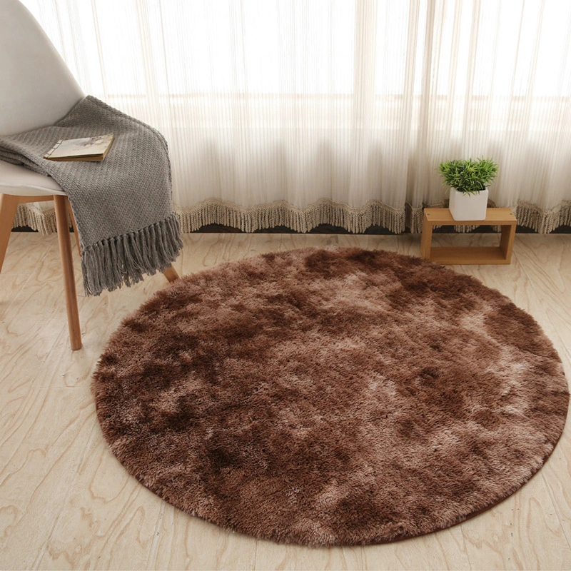 Modern Minimalist Long Hair Tie-dye Round Rug