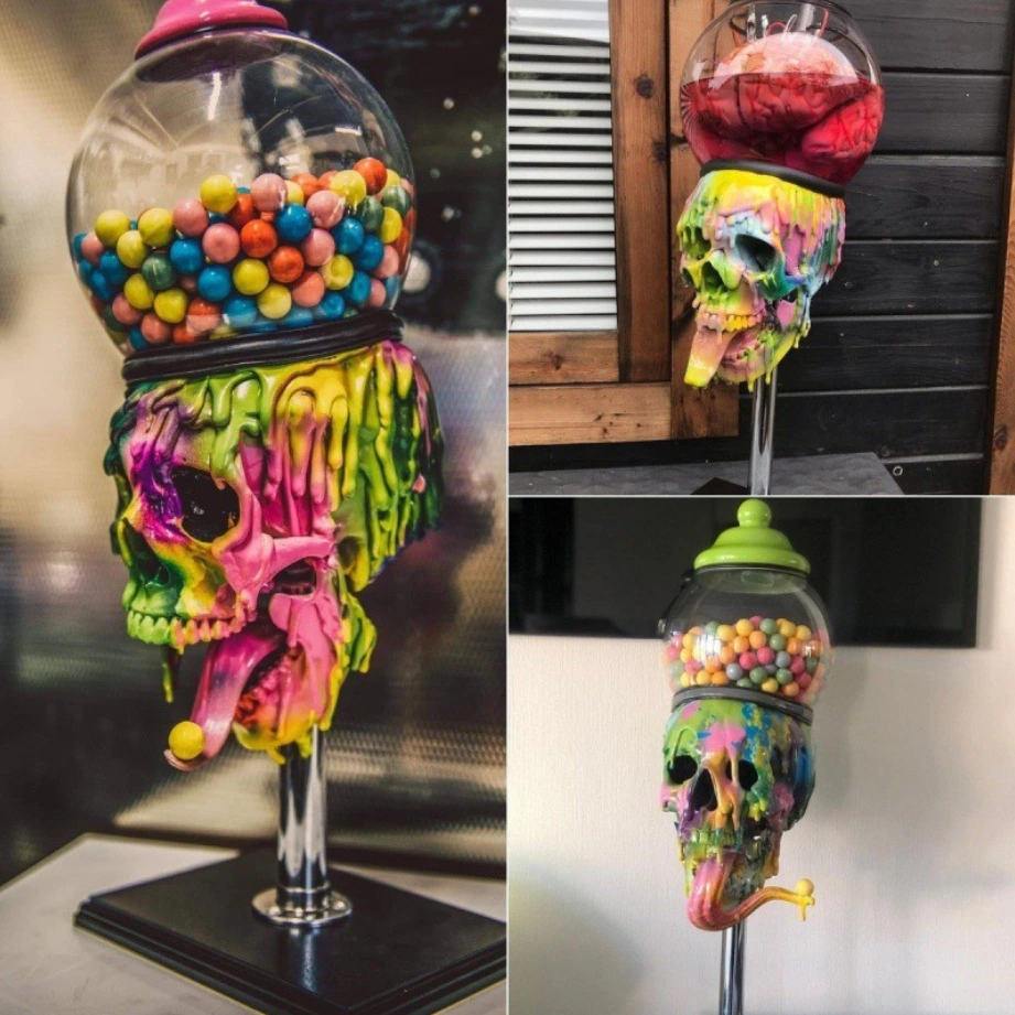 Bubble Gum Machine Resin Crafts Bubble Skull Machine Halloween Table Ornaments