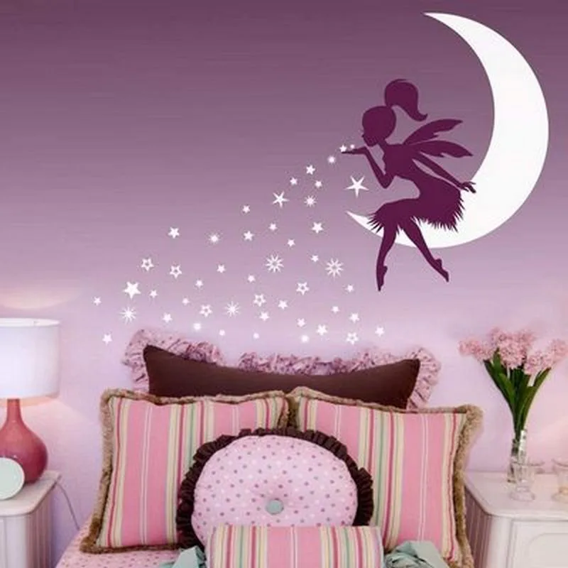 Star Moon Fairy Pattern Decorative Carved Wall Stickers Artistic Home Stickers