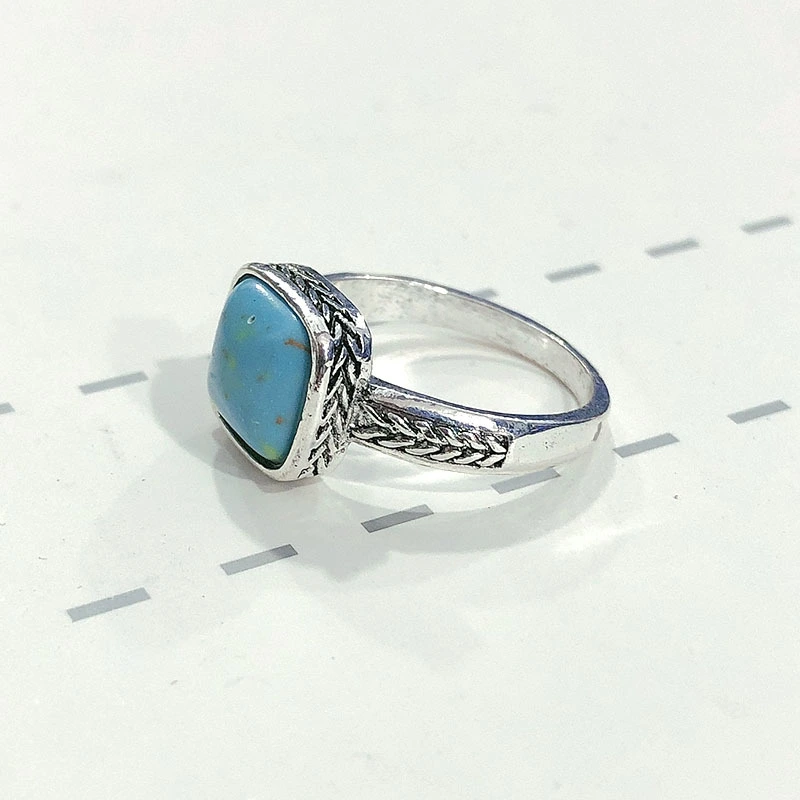 Vintage Inlaid Square Turquoise Ring Accessories