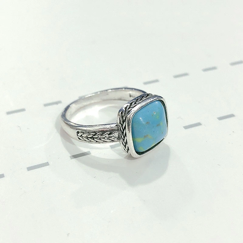 Vintage Inlaid Square Turquoise Ring Accessories