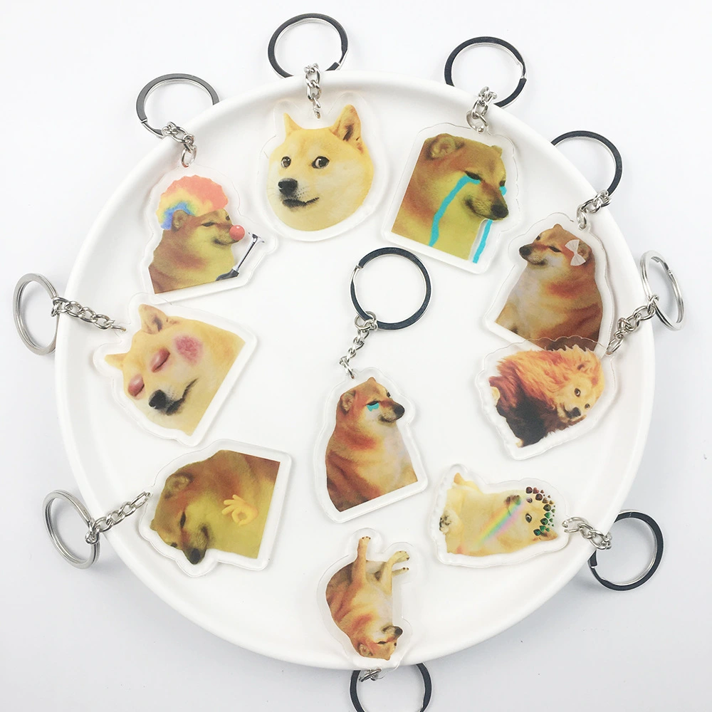 Cartoon Cute Dog Crying Acrylic Transparent Keychain