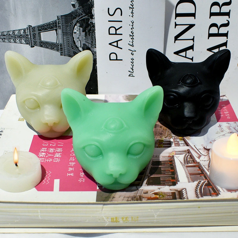 Three-dimensional Three-eye Cat Candle Silicone Mold