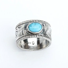 Alloy Electroplating Simple Vintage Turquoise Ring