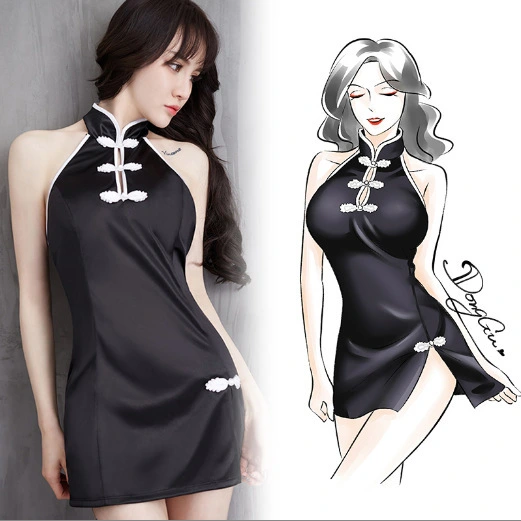 Lace Cheongsam Slit Pajamas Uniform