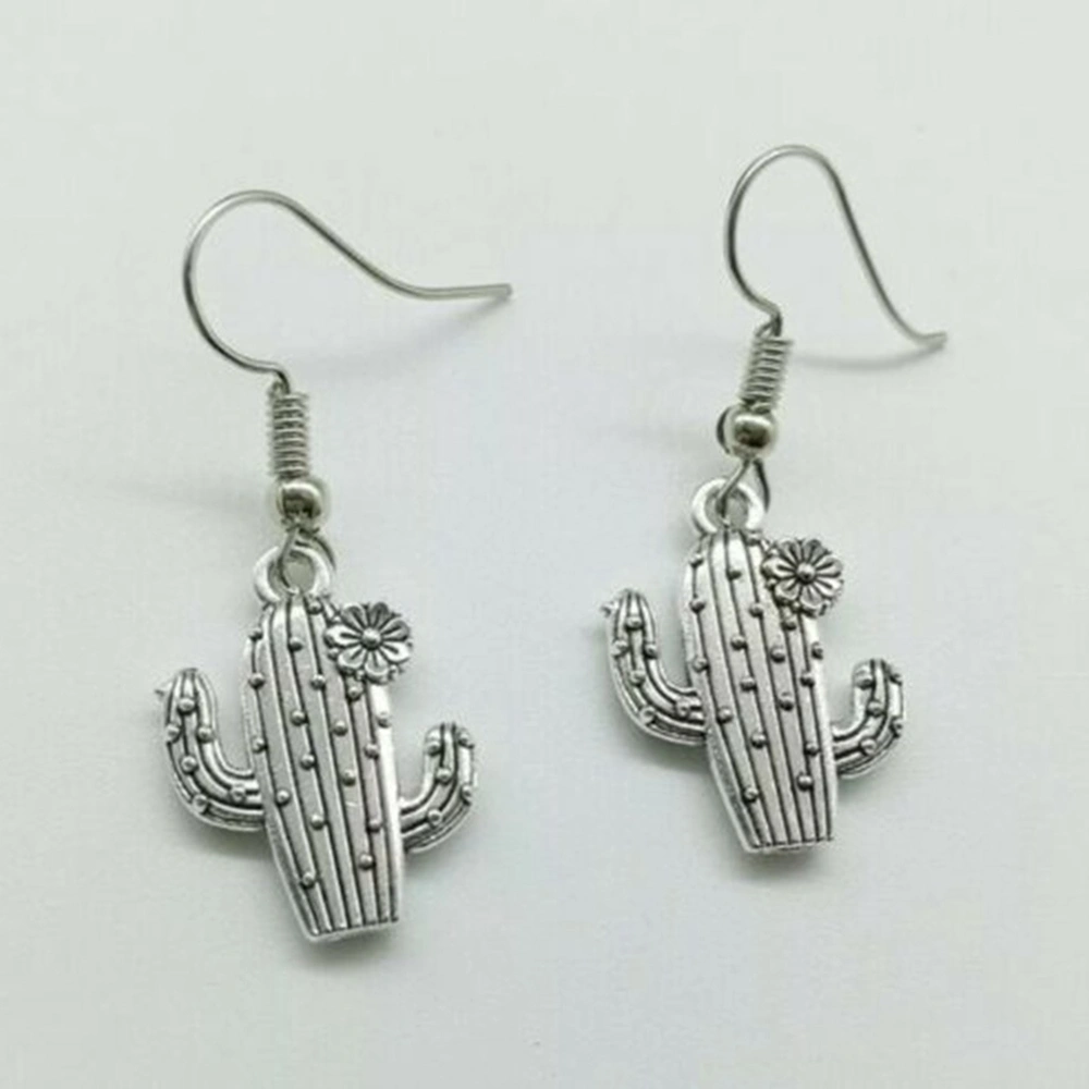 Silver Botanical Cactus Earrings Fashion