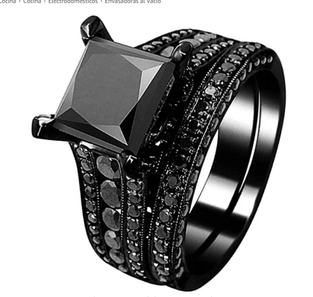 Popular Double Row Black Diamond Ring