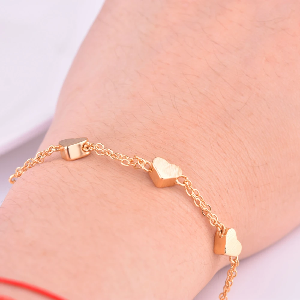 Brushed Heart Shaped Gold Plated Bracelet