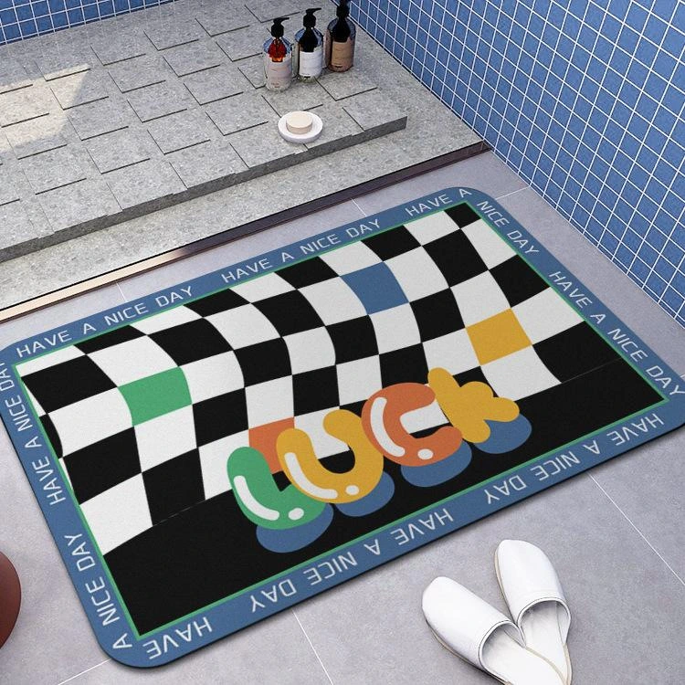 Checkerboard Non-slip Floor Mat For Bathroom Toilet Door