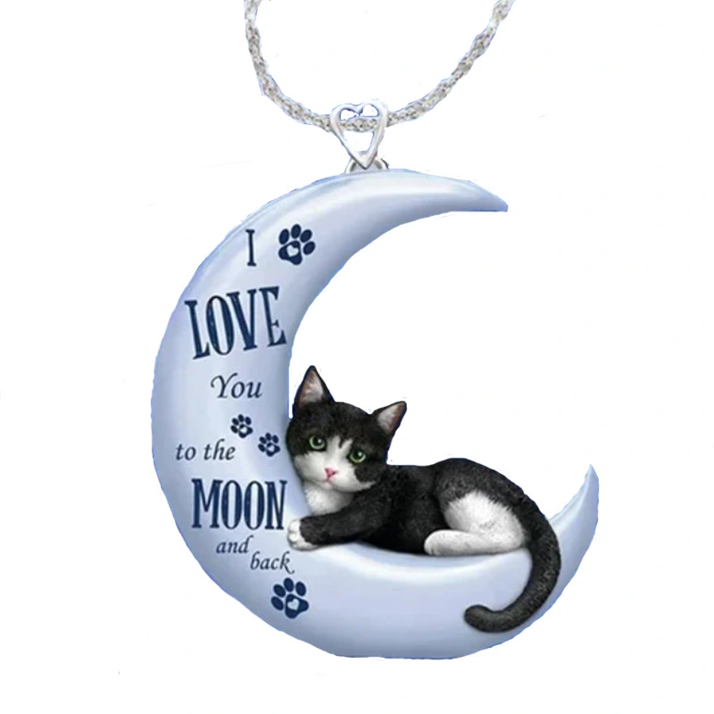 New Necklace Moon Small Black Cat Acrylic Material Necklace Ornament Accessories