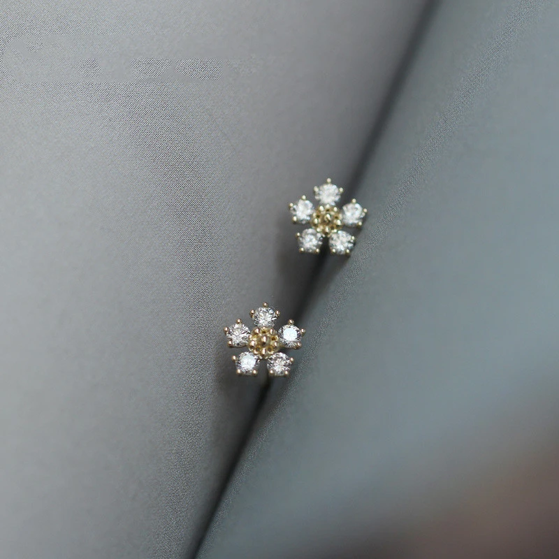 14K Gold Plated Sterling Silver Small Zirconium Diamonds