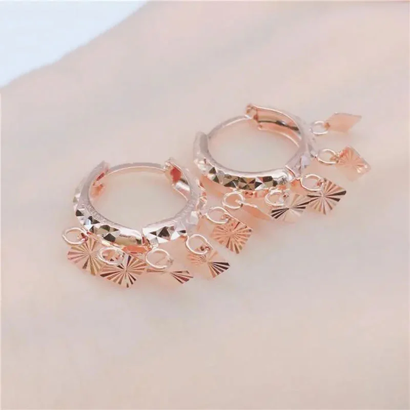 Kamasana Russia 585 Purple Gold Square Earrings Rose Gold