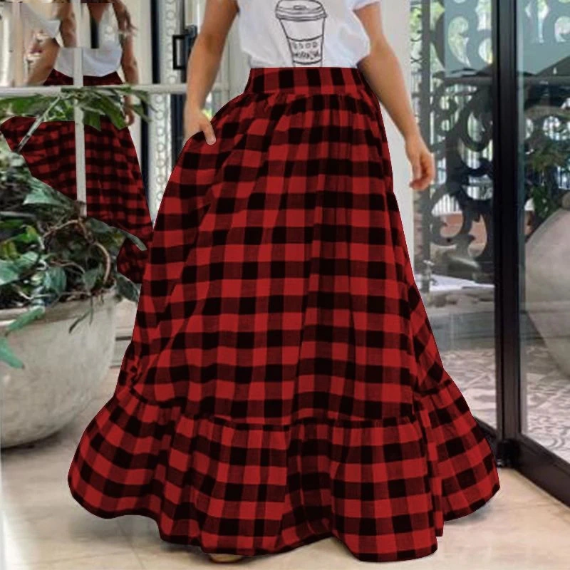 European And American Women's Plaid Print Stitching Casual Dress