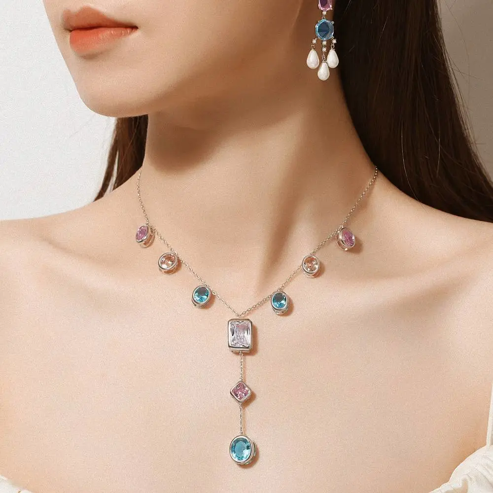 New Heavy Industry Fashion Colorful Gemstone Necklace