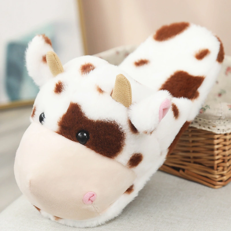Women's Fashion Cute Cows Plush Slippers