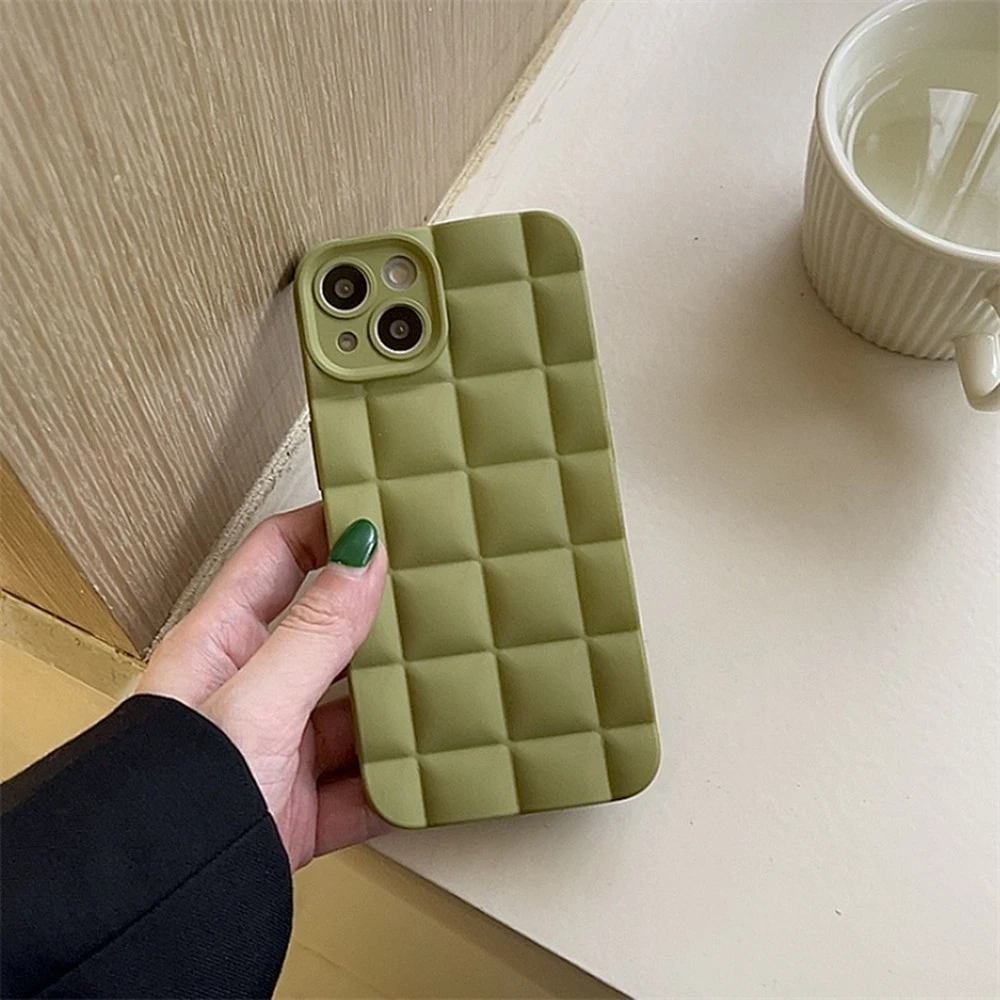 Solid Color Plaid Olive Green Applicable Phone Case