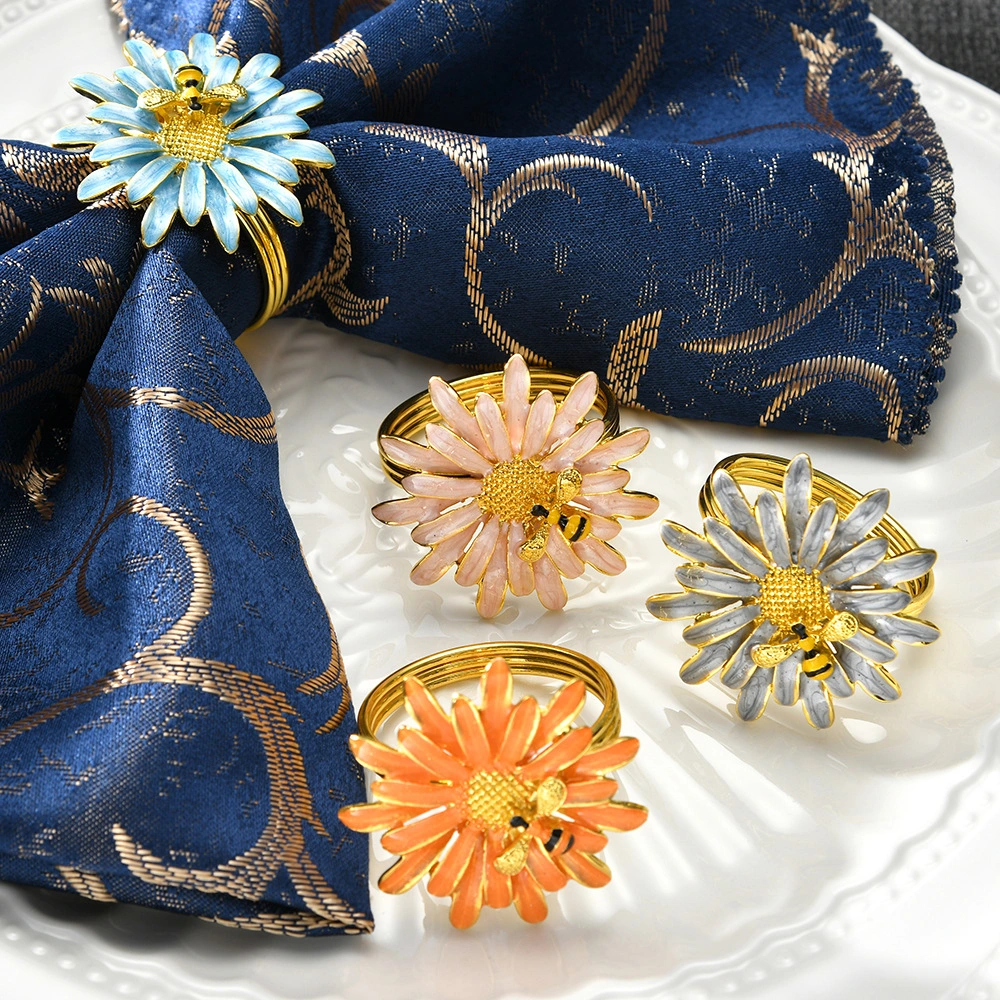 Flower Napkin Buckle Chinese Alloy Daisy