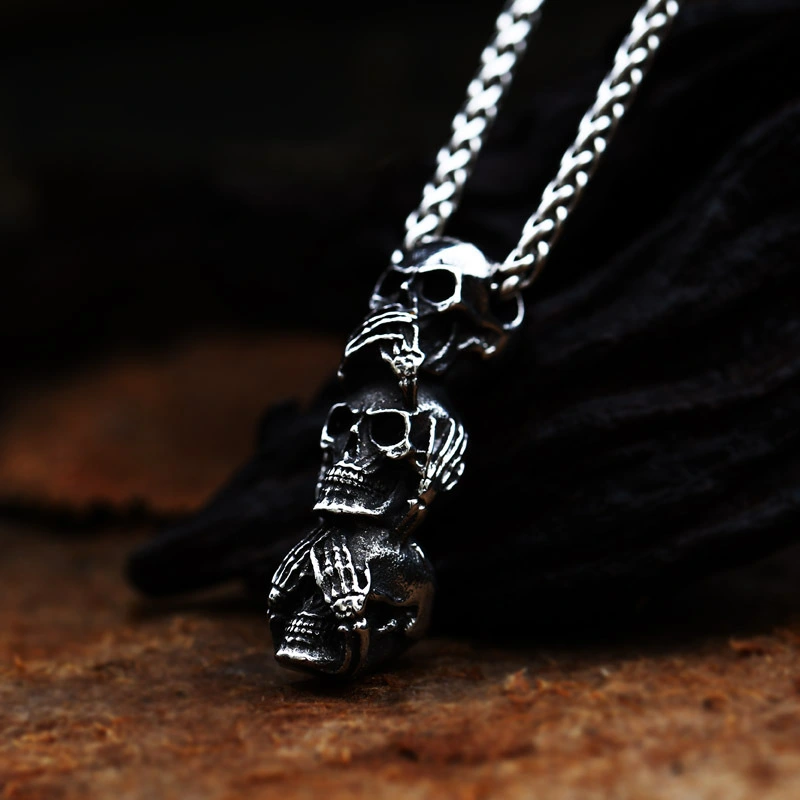 Men's Steel Warrior Punk Style Stainless Steel Skull Pendant