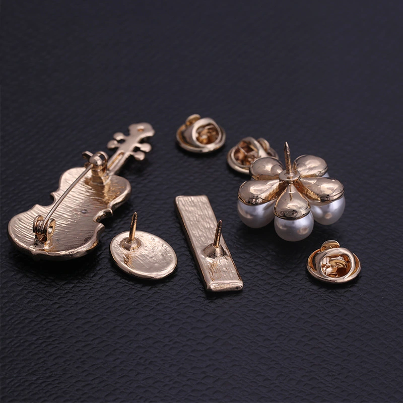 New Violin Flower Alloy Oil Drip Brooch