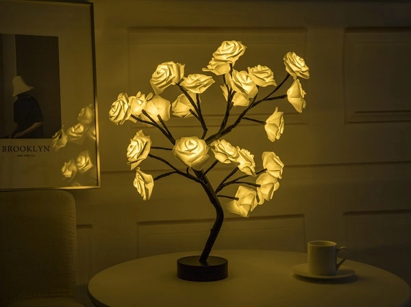 Rose Flower Bedroom Gift Night Table Decoration Led Light