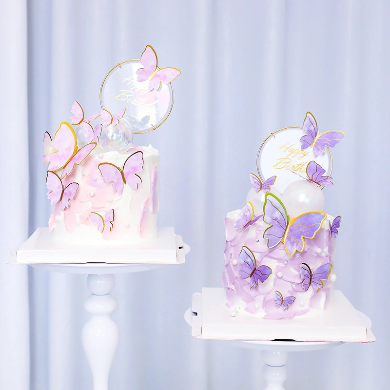 Gilding Edge Simulation Paper Butterfly Cake Decoration