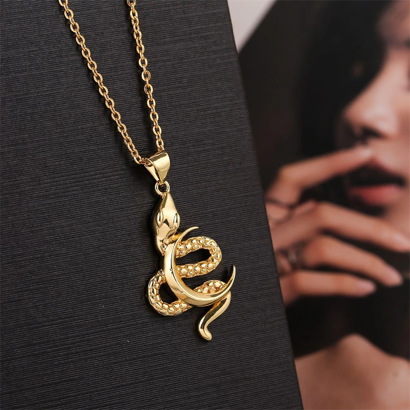 Women's Simple Creative Long Copper Snake Necklace