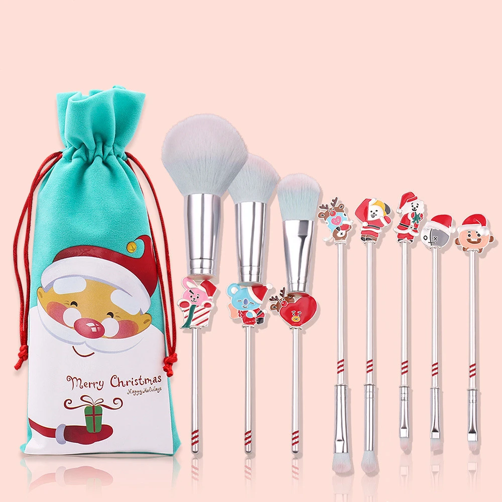 Candy Christmas Makeup Brush Set Portable