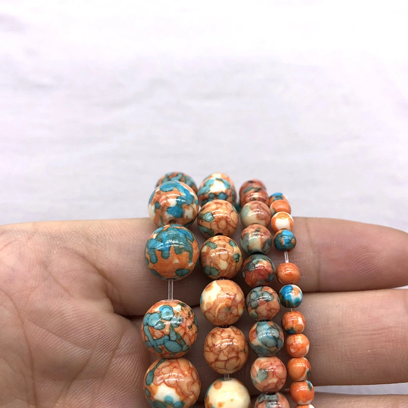 Dianxia Blue Orange Rain Color Stone Loose Bead Accessories