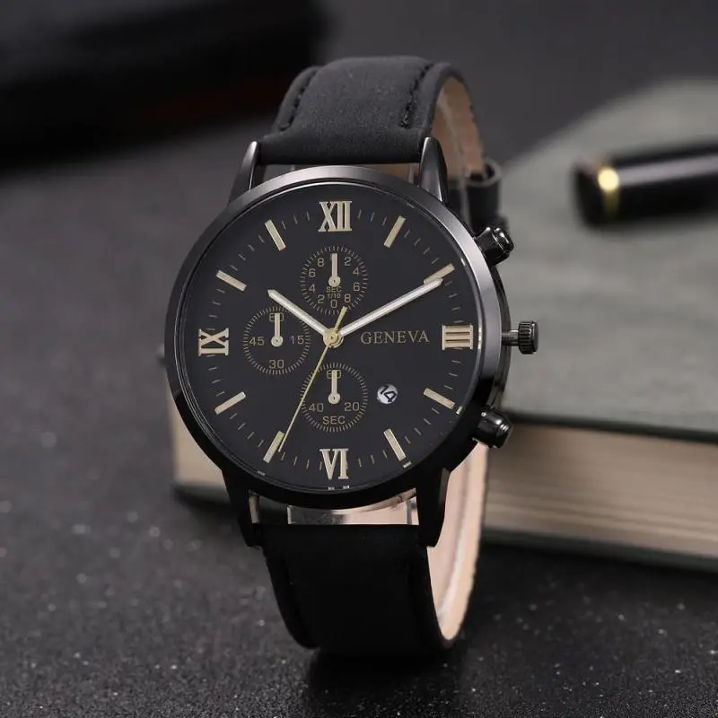 Men's Three Eyes Six Hands Casual Belt Watch