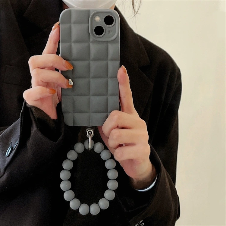 Ins Solid Color Frosty Grey Bracelet Mobile Phone Case Full Package