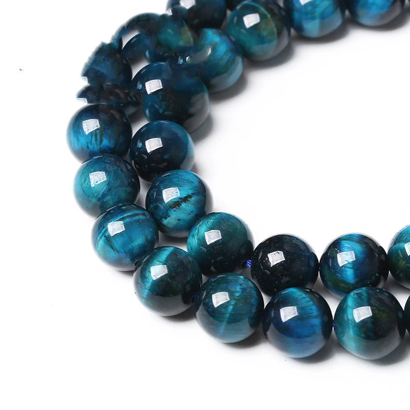 Natural Sapphire Blue Tiger Eye Loose Beads DIY Bracelet Necklace Accessories