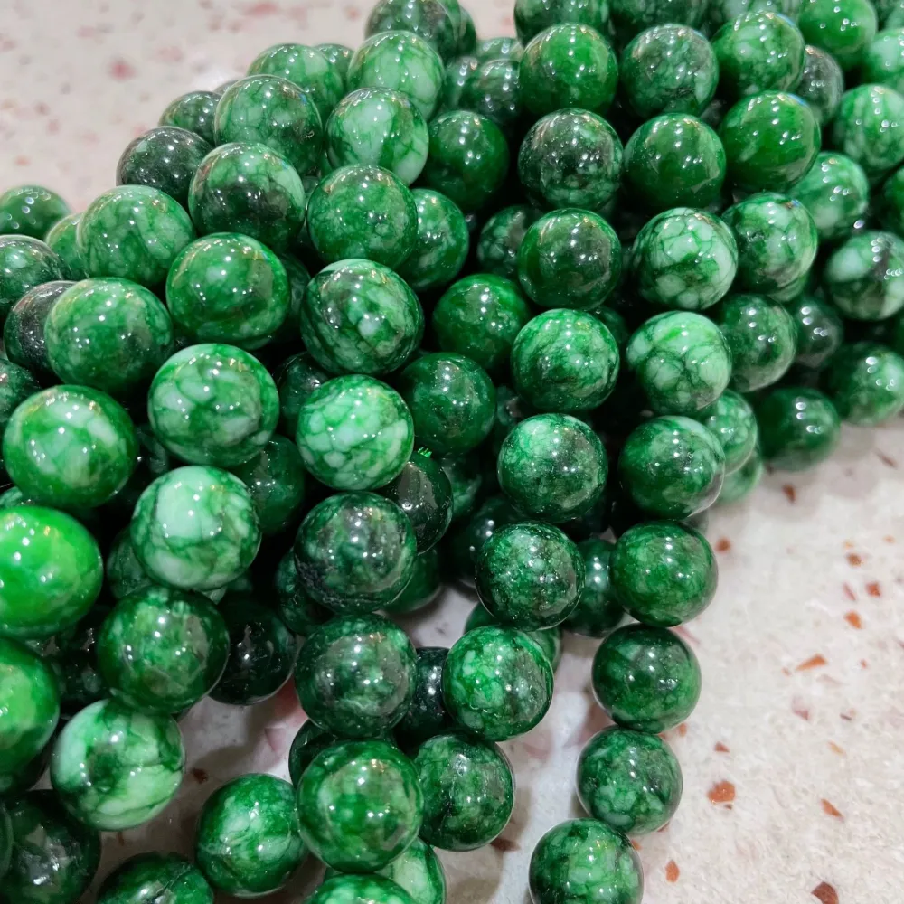 Dry Green Loose Beads Old Dry Green Jadeite Chalcedony