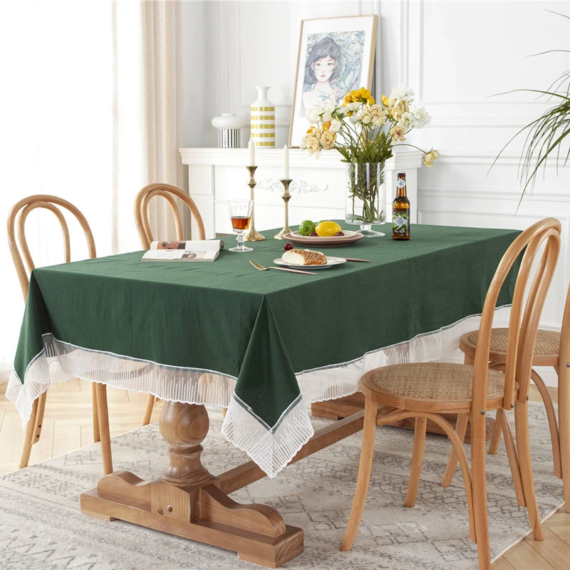 French Romantic Solid Color Cotton Meteor Shower Lace Tablecloth