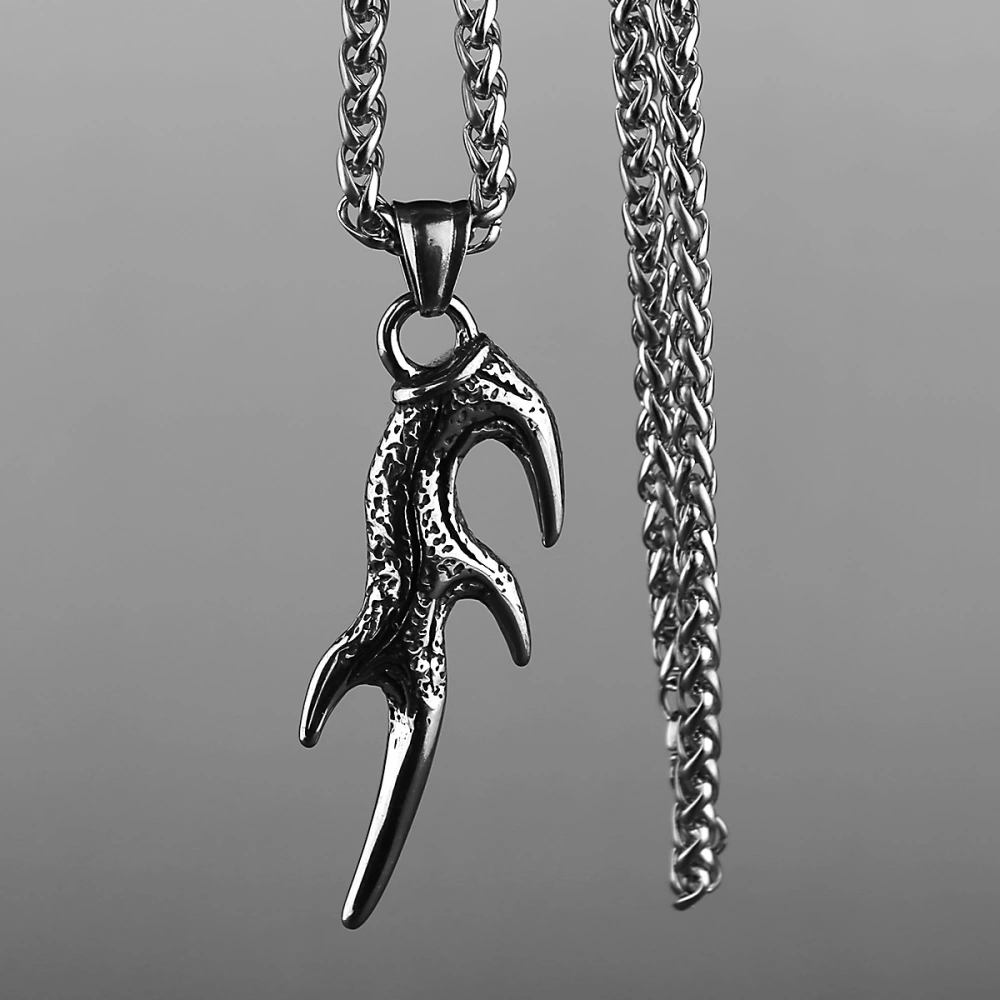 Vintage Personality Dragon Horn Titanium Pendant Stainless Steel Necklace