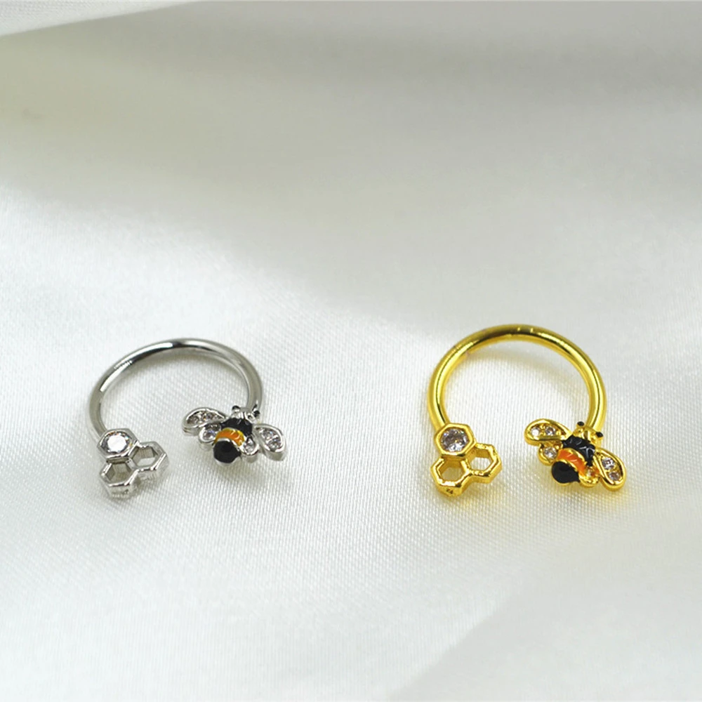 Titanium Steel Bee Nose Stud Closed Loop Cute